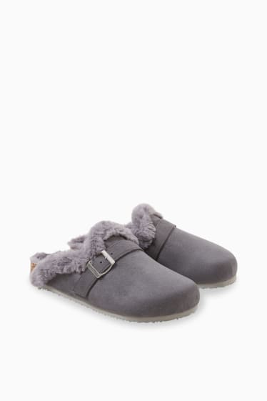 Women - Slippers - faux suede - dark gray