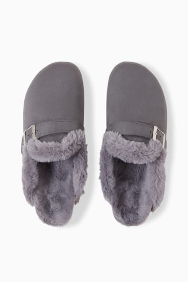 Women - Slippers - faux suede - dark gray