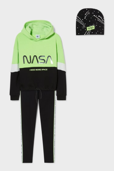 Kinderen - NASA - set - hoodie, legging en muts - 3-delig - zwart