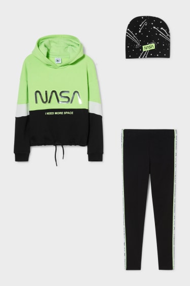 Kinderen - NASA - set - hoodie, legging en muts - 3-delig - zwart