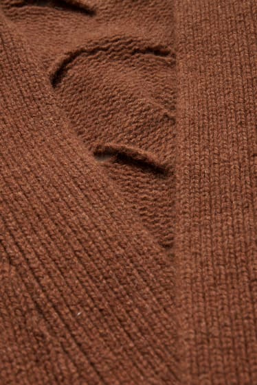 Women - Cardigan with cashmere - Italian yarn - dark brown