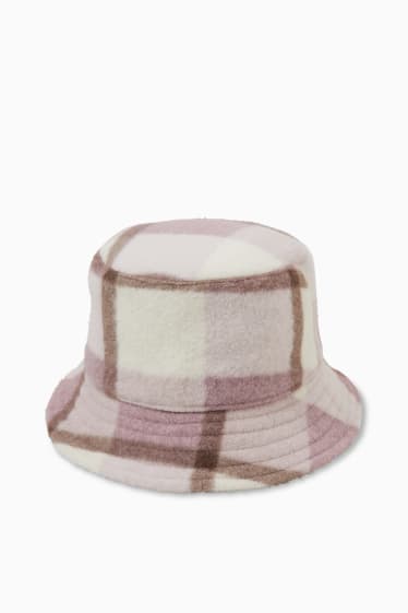 Femei - CLOCKHOUSE - pălărie din flanel - în carouri - roz