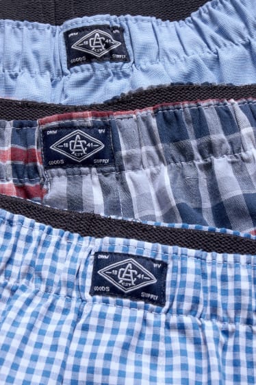 Herren - Multipack 3er - Boxershorts - gewebt - dunkelblau