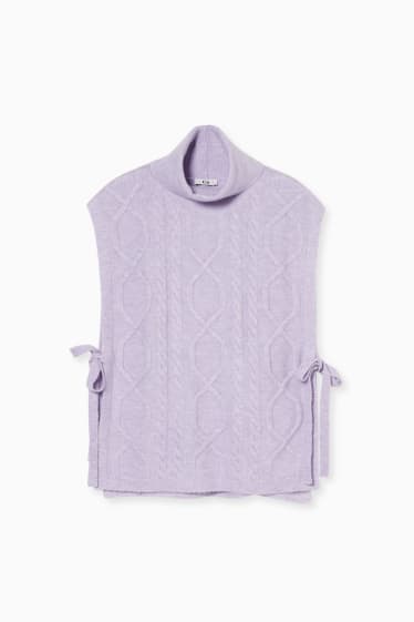 Femei - Vestă tricotată cu legare laterală  - violet deschis