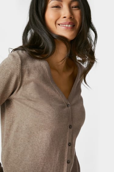 Damen - Basic-Strickjacke - hellbraun