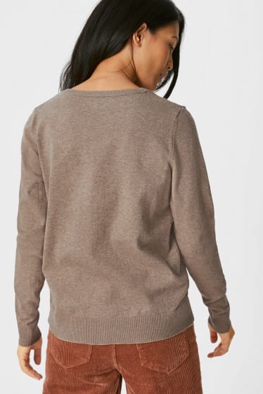 Damen - Basic-Strickjacke - hellbraun
