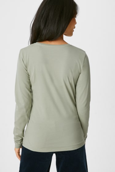 Kobiety - Wielopak, 2 szt. - koszulka z długim rękawem typu basic - pomarańczowy / zielony