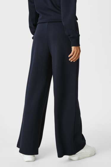 Damen - Basic-Jersey-Hose - Wide Leg - dunkelblau