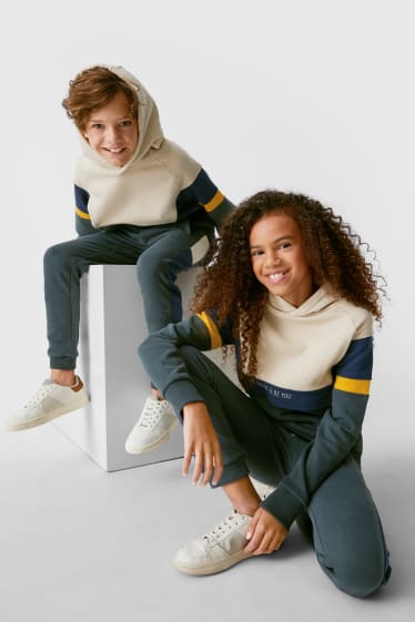 Enfants - Ensemble - sweat à capuche et pantalon de jogging - genderneutral - vert / beige