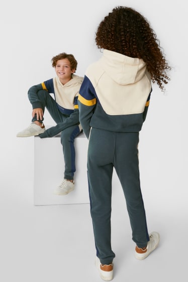 Enfants - Ensemble - sweat à capuche et pantalon de jogging - genderneutral - vert / beige
