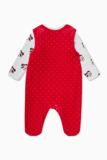 Niemowlęta - Myszka Minnie - zestaw niemowlęcy w bożonarodzeniowym stylu - biały / czerwony