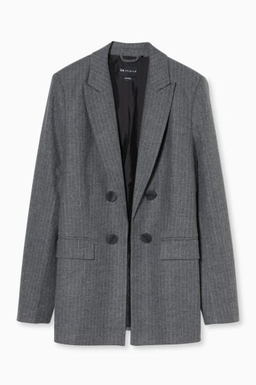 Women - Blazer with shoulder pads - Italian wool blend - anthracite