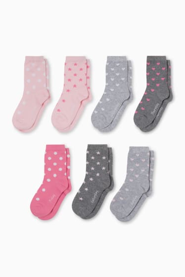 Children - Multipack of 7 - socks - gray / rose