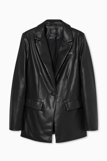 Teens & young adults - CLOCKHOUSE - blazer with shoulder pads - faux leather - black