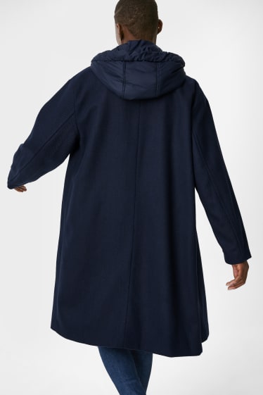 Damen - Mantel mit Kapuze - 2-in-1-Look  - dunkelblau