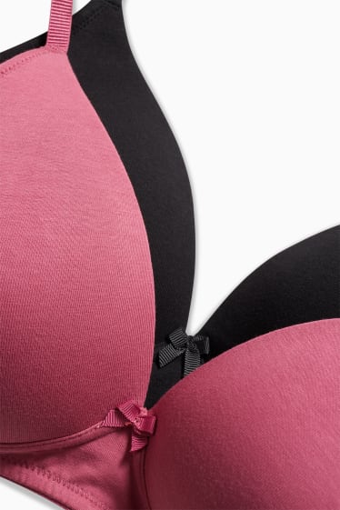 Mujer - Pack de 2 - sujetadores sin aros - con relleno - rosa oscuro