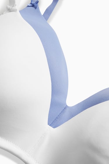Donna - Confezione da 2 - reggiseno senza ferretti - imbottito - blu / bianco