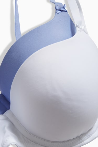 Women - Multipack of 2 - underwire bra - FULL COVERAGE - padded - blue / white