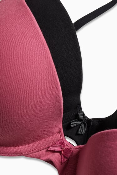 Femmes - Lot de 2 - soutien-gorge avec armatures - DEMI - ampliformes - rose foncé