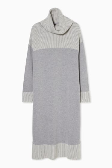 Donna - Vestito di cashmere - filato italiano - grigio melange