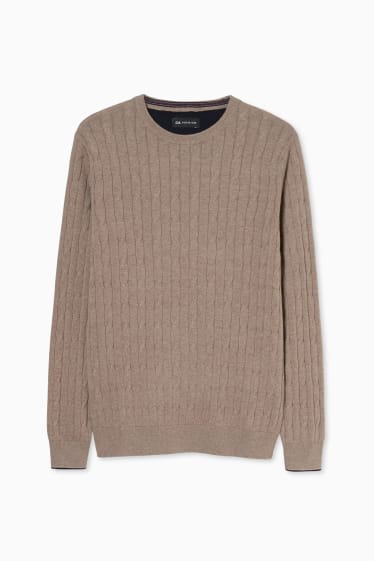 Herren - Feinstrick-Pullover mit Kaschmir-Anteil - beige