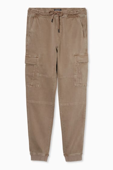 Bărbați - Pantaloni cargo - slim fit - taupe