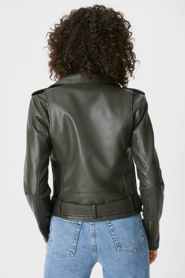 Teens & young adults - CLOCKHOUSE - biker jacket - faux leather - khaki