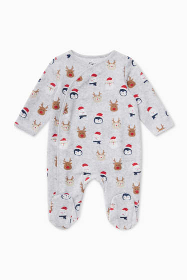 Babys - Baby-Weihnachts-Schlafanzug - hellgrau-melange