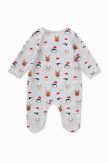 Niemowlęta - Piżama niemowlęca w bożonarodzeniowym stylu - jasnoszary-melanż