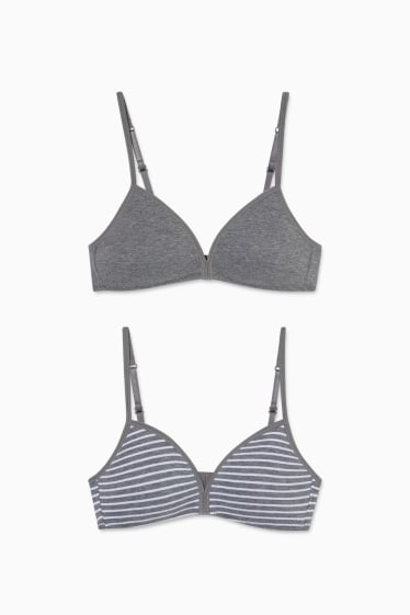 Enfants - Lot de 2 - soutien-gorge sans armatures - ampliformes - gris chiné