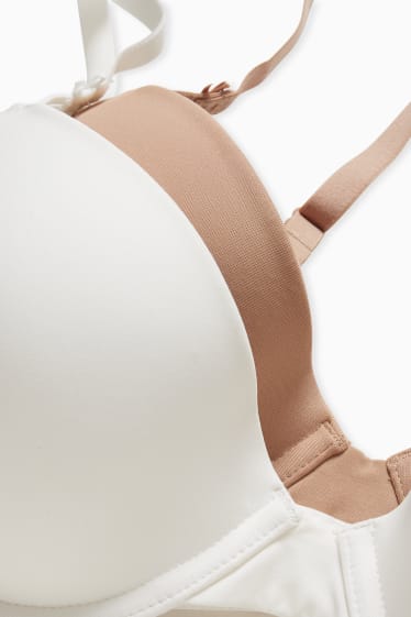 Women - Multipack of 2 - underwire bra - DEMI - padded - white / beige