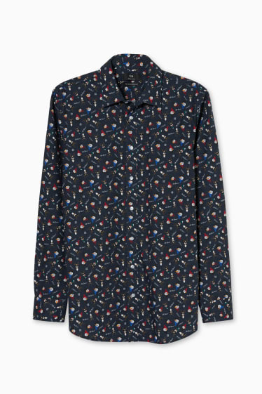 Uomo - Camicia natalizia - regular fit - collo all'italiana - blu scuro