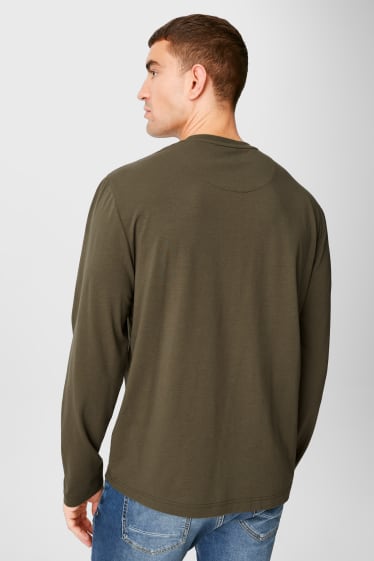 Mężczyźni - Funkcyjna koszulka z długim rękawem - ciemnozielony
