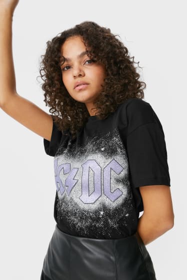 Women - CLOCKHOUSE - T-shirt - shiny - AC/DC - black