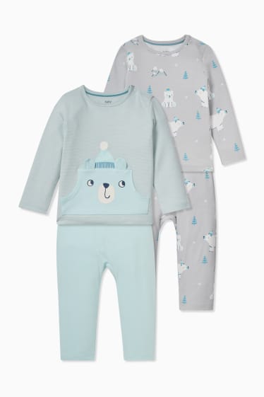 Babys - Multipack 2er - Baby-Pyjama - grau / türkis