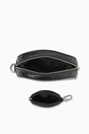 Mujer - Set - bolso bandolera pequeño y monedero - polipiel - negro