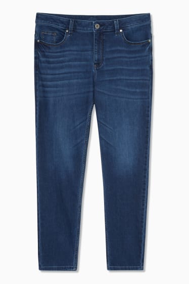 Women - Slim jeans - mid waist - denim-dark blue