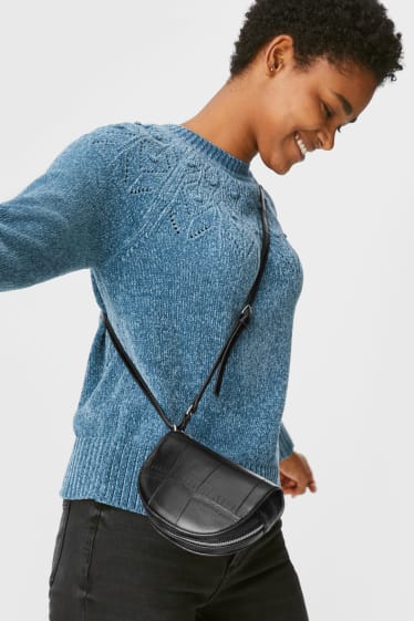 Kobiety - Zestaw - mała torebka na ramię i portmonetka - imitacja skóry - czarny