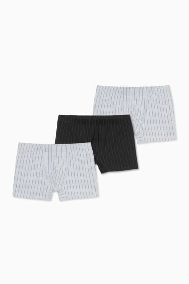 Hommes - Lot de 3 - boxers - à fines rayures - noir / gris