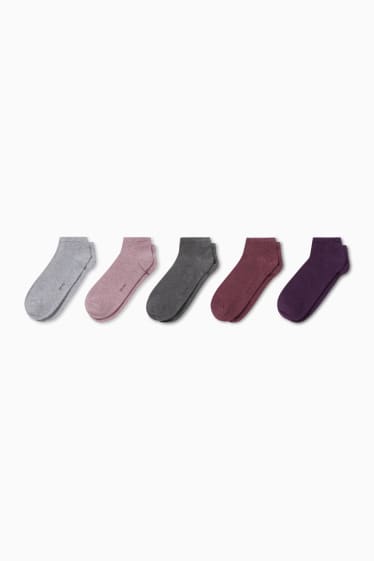 Damen - Multipack 5er - Sneakersocken - grau / rosa