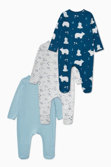 Baby's - Set van 3 - baby-pyjama - donkerblauw / crème wit