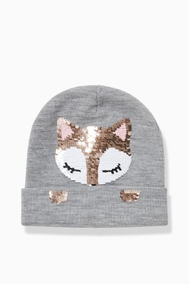 Children - Hat - shiny - light gray-melange