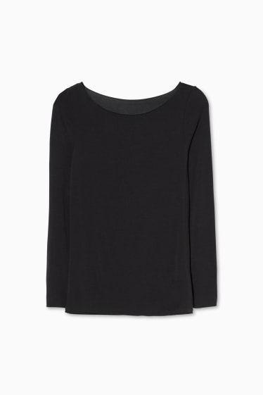 Femei - Bluză de corp cu conținut de cașmir - negru