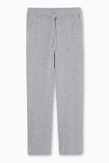Donna - Pantaloni di cashmere - straight fit - grigio melange