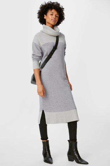 Women - Cashmere dress - Italian yarn - gray-melange
