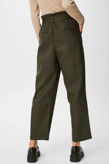 Women - Lyocell paper bag trousers - straight fit - green