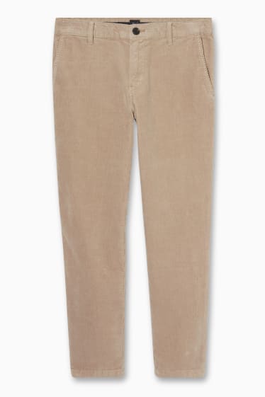 Men - Corduroy trousers - tapered fit - flex - LYCRA® - taupe