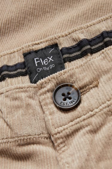 Men - Corduroy trousers - tapered fit - flex - LYCRA® - taupe