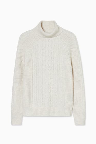 Damen - Rollkragenpullover - cremeweiß