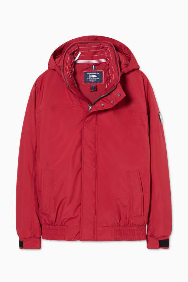 Men - Outdoor jacket with hood  - dark red